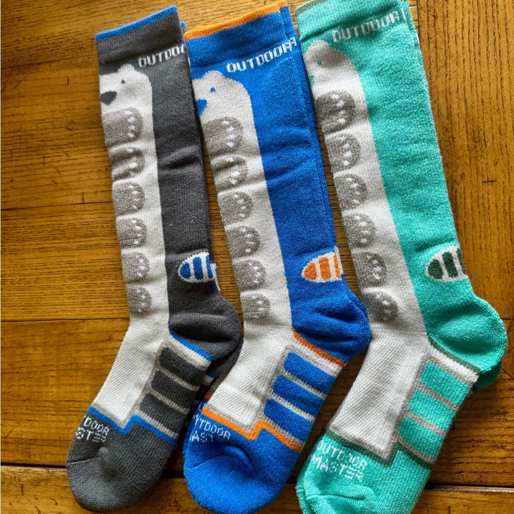 Kids outdoor master Colorful ski Socks - Gray, Blue, Green